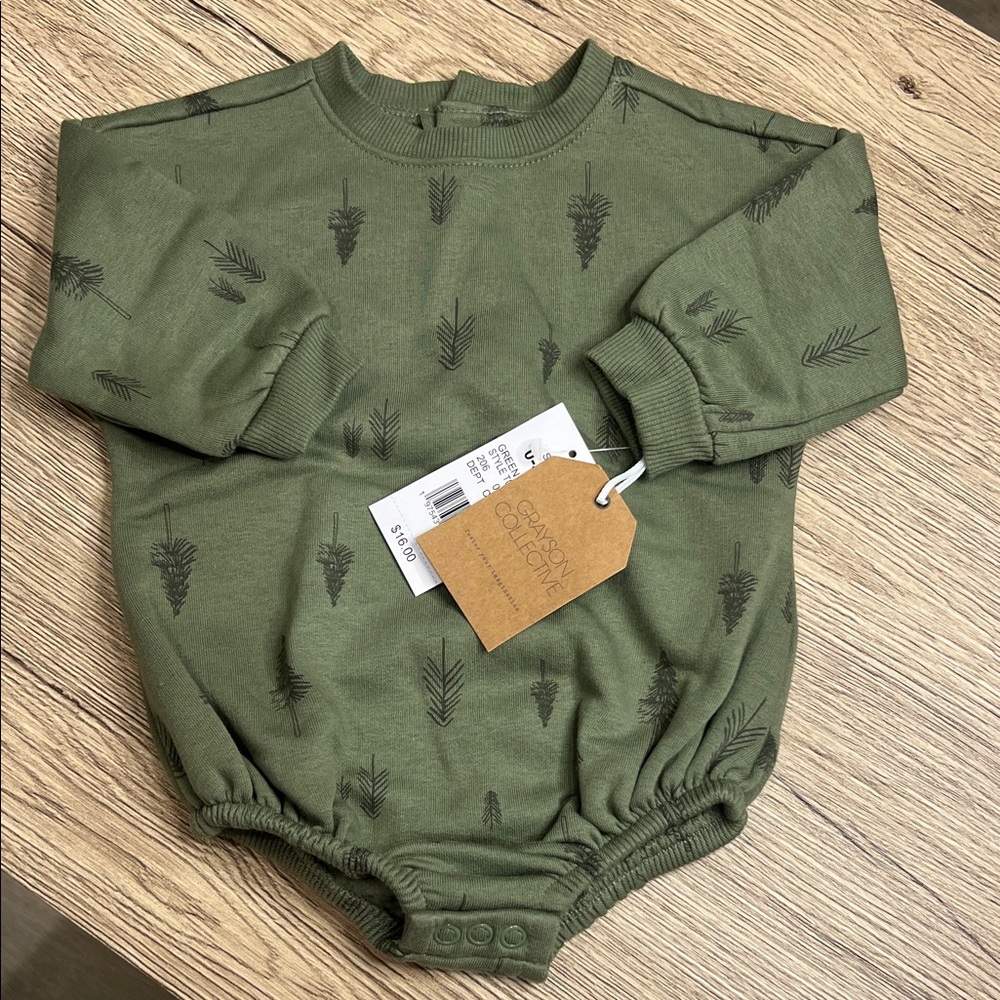 Grayson Collective Green Baby Onesie with Tree Design 0-3 Months